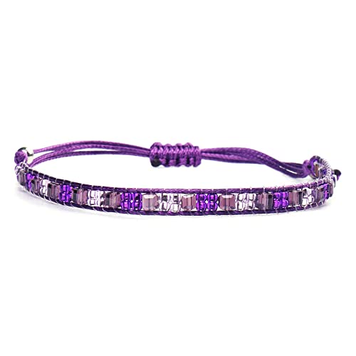 Armbänder für Teenager-Mädchen, handgefertigtes gewebtes mehrfarbiges Glasperlenarmband, lila Freundschaftsarmbänder, Fußkettchen, verstellbarer Charm, rosa Perlenarmreifen, Armband, Geschenk für Frau von YJHQSS