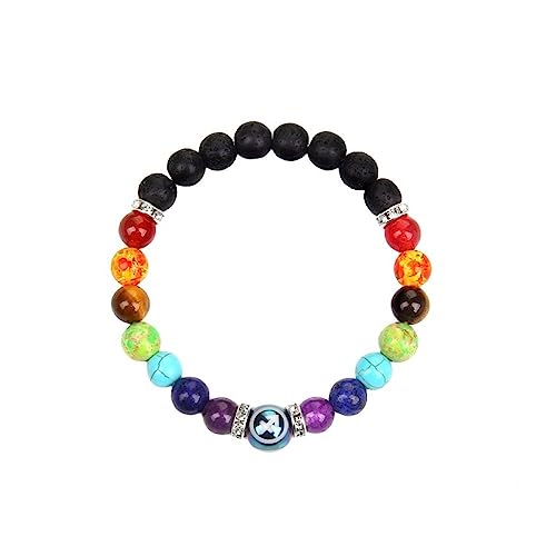 Chakra-Armbänder für Frauen, 7 Chakra-Armband aus Naturstein, schwarzes Lavakristall-Armband, 12 Sternzeichen-Horoskop-Armband, Perlenarmband, heilende Edelsteine, Energie-Armreif, Amulett-Schmuck für von YJHQSS