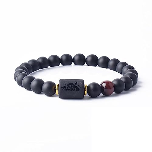 Chakra-Armbänder für Frauen, Armband aus Naturstein, schwarzem Achat, Kristall, 12 Sternzeichen, Horoskop-Armband, Charm-Perlenarmband, heilende Edelsteine, Energiearmreif, Amulett, Schmuck für Frauen von YJHQSS