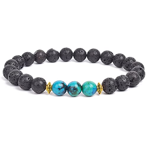 Chakra-Armbänder für Frauen, Punk-Chic, 8 mm, gemischtes blaues Perlenarmband, Chakra-Energie-Edelstein-Armbänder, elastische Freundschaftsarmreifen, Charm-Schmuck für Männer und Frauen (17 cm (6,7 Zo von YJHQSS