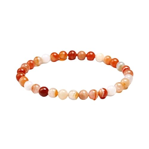 Kristallarmband, Kristallarmband 6 mm orangefarbener Onyx mit elastischem Armband, verstellbare Reiki-Chakra-Armbänder, Glücksbringer-Yoga-Meditations-Perlenarmbänder, Unisex-Charm-Schmuck (orange 17 von YJHQSS