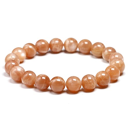 Kristallarmband, exquisites 10 mm orangefarbenes Sonnenstein-Perlenarmband, Chakra-Reiki-Energie-Edelsteinarmbänder, Freundschafts-Yoga-Armreifen, elastischer Charm-Schmuck für Männer und Frauen (oran von YJHQSS