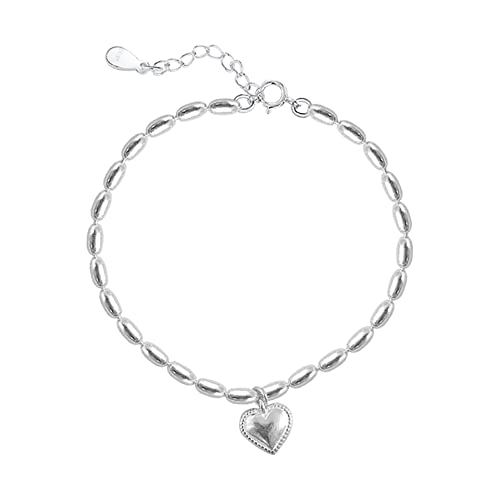 Liebesherz-Armbänder für Frauen, 925er Sterlingsilber, Herz-Charm-Gliederarmband, verstellbar, 15 + 3,5 cm Verlängerungskette, Geschenke für Frauen, Ehefrauen, Mütter, Mädchen, Damen, Mütter, Schweste von YJHQSS