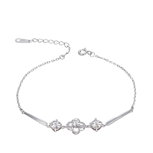 YJHQSS Armband aus 925er Sterlingsilber für Damen und Mädchen, schlicht, aber elegant, Glücksbringer-Armreif mit vierblättrigem Kleeblatt, verstellbares Handglied, Kettenverlängerung von YJHQSS