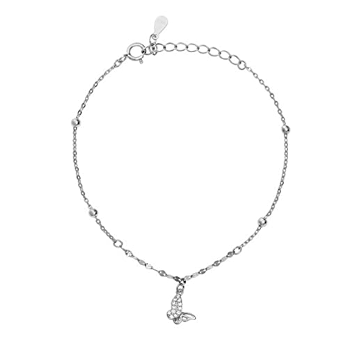 YJHQSS Armband für Damen, 925er Sterlingsilber mit Schmetterling, Zirkon, Geschenke für sie, Frauen und Mädchen, beste Freundin, Geburtstagskette 15,5 + 3 cm (Silber A) von YJHQSS