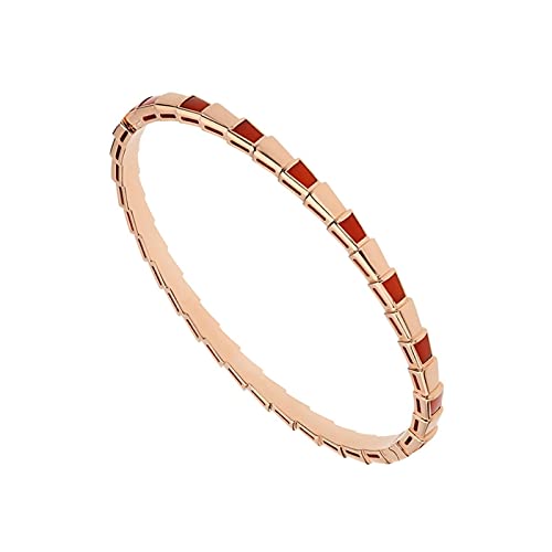 YJHQSS Helles Roségold-Armband mit Schlangenknochen-Zirkon, weißes Perlmutt, roter Achat, exquisiter, schlichter Schmuck, Roségold-Grün (B, Roségold, Rot, A) von YJHQSS