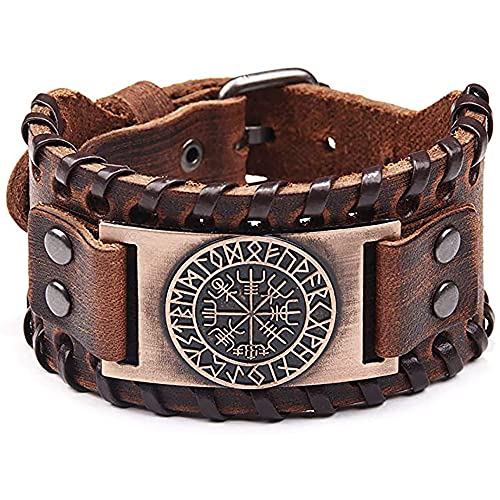 YJHQSS Herren Damen Armbänder Vintage Armreif Nordic Uniquent Armband Punk Leder Gothic Amulett Talisman Heidnischer Schmuck/J von YJHQSS