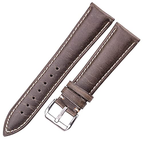 YJHQSS Uhrenarmband aus Leder, Uhrenarmband für Damen und Herren, 18 20 22 24 mm, 4 Farben, Uhrenarmband für Uhren, Metallverschluss (Grün-Silber-Verschluss, 18 mm) von YJHQSS