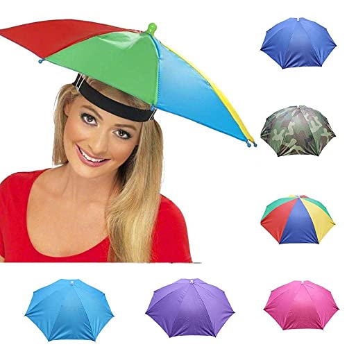 YJLX Regenbogen Hut-Regenbogen Regenschirm HüTe Camouflage Fishing Cap Strand Umbrella Headband, Sonnenschirm-Regenschirmhut-Sonnenschutzkappe FüR Sport Golf Angeln Camping, Blau, Einheitsgröße von YJLX