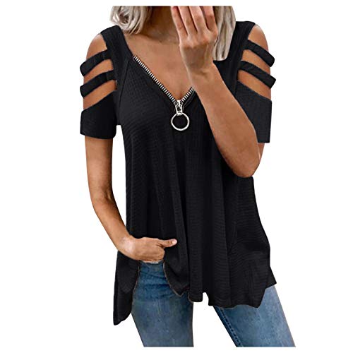 Damen Moderne Oberteile Oberteil Frauen V Ausschnitt Ausschnitt Oberteile Off-Shoulder-Shirt Tshirt Damen Glitzer Tshirt Damen Hoodie Bedrucken Batik Shirt Blusen Damen Tunika Herren von YJUU