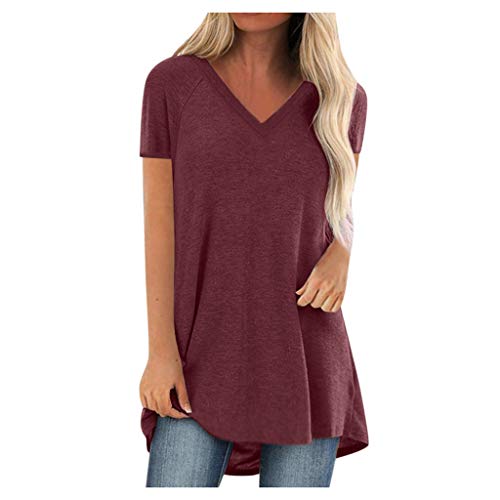 Damen übergröße T Shirt V Ausschnitt Oberteile Rosa Prime Wardrobe Damen Tshirt Oberteil Glitzer Damen Leinenhemd Herren Longshirt Schwarze Blusen Damen Spitzen Tunika von YJUU