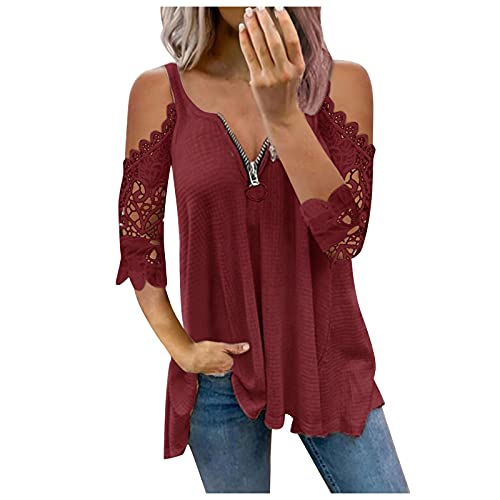 Pullover Oversize Damen Damen GroßE GrößEn Oberteil Bluse Grau Damen Longshirt Damen Langarm Sommerbluse Damen Locker Oberteile Solide Casual Shirts Shirt Stern Tops Teenager Damen Sommer Tshirt von YJUU