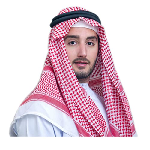 YJZQ Arabisches Shemagh-Kopftuch für Herren, mit schwarzem Stirnband, muslimische Kopfbedeckung, Kopftuch, Keffiyeh, Nahöstlicher, arabischer Schal, Turban, Kopfschmuck, rose, Einheitsgröße von YJZQ