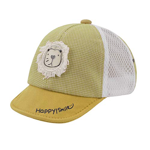 Baby Baseballmütze Mädchen Eintellbar Baseball Cap Sommer UV-Schutz Mesh Jungen Sonnenhut Cartoon Löwe Baseballkappe Schnelltrocken Outdoor Faltbar Leicht Babyhut Gelb von YJZQ