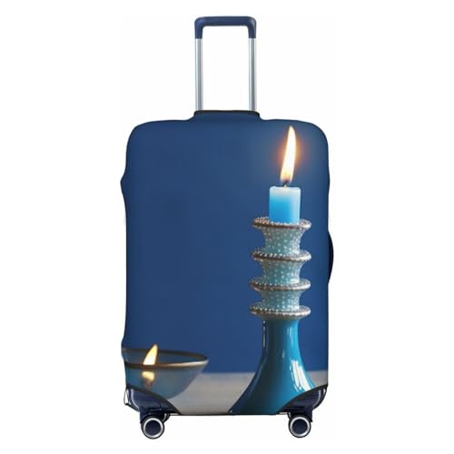 YKEBDFW Reisegepäckhülle, elastisch, waschbar, modisch, dehnbar, blau, Kerzenhalter, Gepäckabdeckung, staubdicht, passend für 45,7 - 81,3 cm Gepäck, Schwarz , L von YKEBDFW