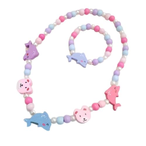 YKKJ Holz Kinder Schmuck Set,Einhorn Freundschaftsarmband Einhorn Perlen Halskette und Armband Geschenk für Mädchen Geburtstag Party Dress Up Kostüm Zubehör,Delfin YKKJ Holz Kinder Schmuck Set,Einhorn Freundschaftsarmband Einhorn Perlen Halskette und Armband Geschenk für Mädchen Geburtstag Party Dress Up Kostüm Zubehör,Delfin von YKKJ