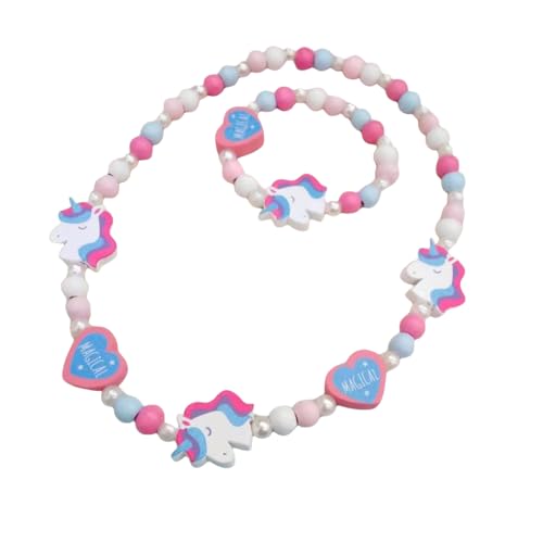YKKJ Holz Kinder Schmuck Set,Einhorn Freundschaftsarmband Einhorn Perlen Halskette und Armband Geschenk für Mädchen Geburtstag Party Dress Up Kostüm Zubehör YKKJ Holz Kinder Schmuck Set,Einhorn Freundschaftsarmband Einhorn Perlen Halskette und Armband Geschenk für Mädchen Geburtstag Party Dress Up Kostüm Zubehör von YKKJ