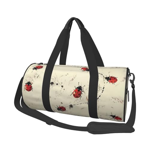 Art Ladybug Tracks Bedruckter Sport-Turnbeutel mit Nassfach & Schuhfach, Reisetasche für Männer und Frauen, Kunstdruck mit Marienkäfer-Motiven, Einheitsgröße, Reisetasche Art Ladybug Tracks Bedruckter Sport-Turnbeutel mit Nassfach & Schuhfach, Reisetasche für Männer und Frauen, Kunstdruck mit Marienkäfer-Motiven, Einheitsgröße, Reisetasche von YKLJG