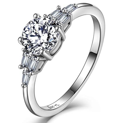 YL 925 Sterling Silber Schliff 5A Runder Zirkonia Verlobungsring Ehering Ring für Damen Braut(Größe 58) von YL