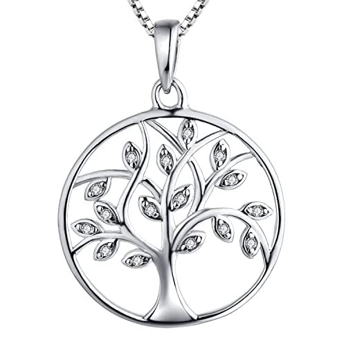 YL Damen Lebensbaum Anhänger mit Kette, 925 Sterling Silber Baum des Lebens Anhänger Halskette für Frauen Mutter, Kettenlänge 45-48 cm von YL