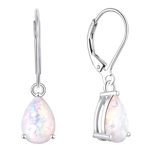 YL Damen Ohrhänger 925 Sterling Silber Weiß Opal Ohrringe von YL