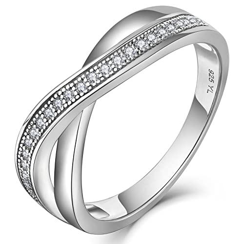 YL Damen Unendlichkeit Kreuz X Ring 925 Sterling Silber 5A Zirkonia Ring für Damen(Größe 52） von YL