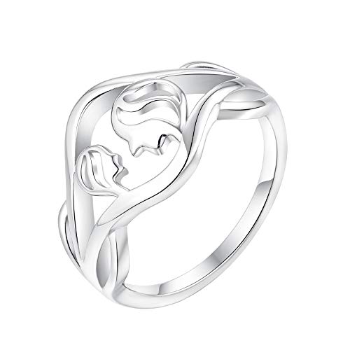 YL Mutter und Tochter Ring 925 Sterling Silber Mutter Ring Geschenke für Mama Damen (Größe 56） von YL