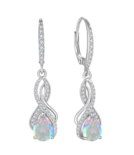 YL Unendlichkeit Ohrringe 925 Sterling Silber Knoten Ohrringe Regenbogen Zirkonia Weiß Schmuck Geschenke für Damen Mutter Freundin von YL