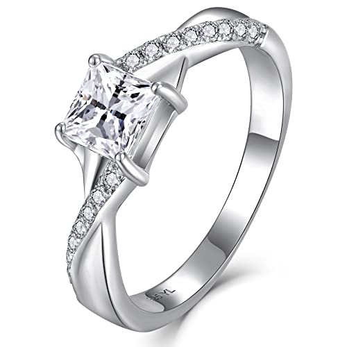 YL Verlobungsring 925 Sterling Silber Schliff 5A Zirkonia Prinzessin Unendlichkeit Ring Solitaire Band Schmuck Geschenk für Damen(Größe 54) von YL