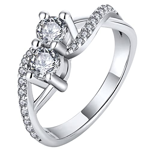 YL Verlobungsring Unendlichkeit Ring 925 Sterling Silber mit Zirkonia Ehering für Braut Damen(Größe 54） von YL