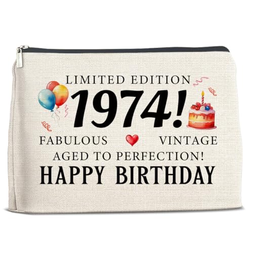 YLKJSTYS Make-up-Tasche zum 50. Geburtstag für sie, Geschenkidee, Oma, Mutter, Ehefrau, Schwester, Tante, 1974 Geburtstagsgeschenke für Frauen, Kosmetik-Reisetasche, Geschenke zum Valentinstag, YLKJSTYS Make-up-Tasche zum 50. Geburtstag für sie, Geschenkidee, Oma, Mutter, Ehefrau, Schwester, Tante, 1974 Geburtstagsgeschenke für Frauen, Kosmetik-Reisetasche, Geschenke zum Valentinstag, von YLKJSTYS