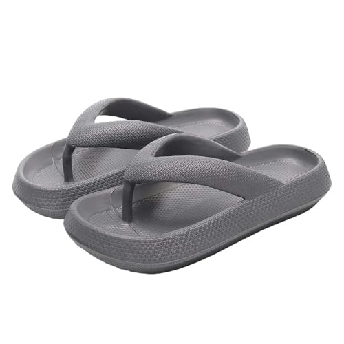 Flip-Flops Sommermode Herren Hausschuhe Strand Flip-Flops Dicke Plateau Sandalen Männliche Freizeitschuhe Bad rutschfeste Flip Flops, 1 x Grau, 4 x 5 cm, 38/39 EU von YLXCKGS