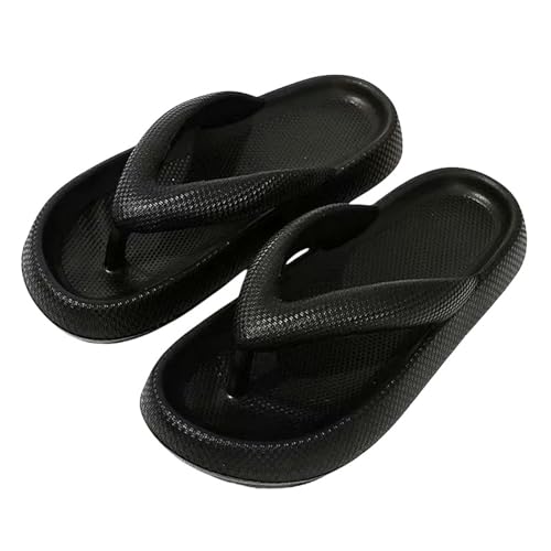 Flip-Flops Sommermode Herren Hausschuhe Strand Flip-Flops Dicke Plateau Sandalen Männliche Freizeitschuhe Bad rutschfeste Flip Flops, 1 x Schwarz, 4 x 5 cm, 44/45 EU von YLXCKGS