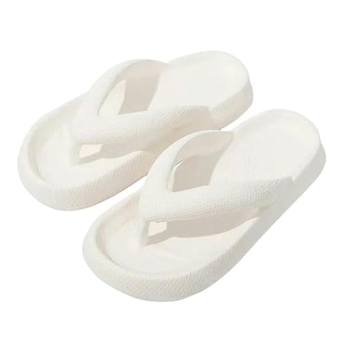 Flip-Flops Sommermode Herren Hausschuhe Strand Flip-Flops Dicke Plateau Sandalen Männliche Freizeitschuhe Bad rutschfeste Flip Flops, 1 x Weiß, 4 x 5 cm, 40-41 von YLXCKGS