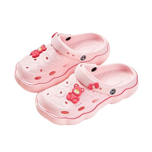 Sandalen Damen Sommer Sandalen DIY Niedliche Cartoon Clogs Frauen 3Cm Plattform Strandschützen Höhlenloch Weiblich Für Studenten Mädchen-Rosa-36-37 von YLXCKGS