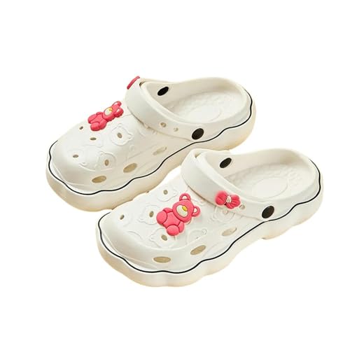 Sandalen Damen Sommer Sandalen DIY Niedliche Cartoon Clogs Frauen 3Cm Plattform Strandschützen Höhlenloch Weiblich Für Studenten Mädchen-Weiß-38-39 von YLXCKGS