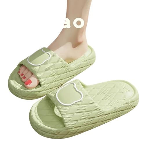 YLXCKGS Flip-Flops, dicke Sohle, Sommer-Slides für Herren, rutschfest, große Größe 49, weiche Sandalen, Damen-Flip-Flops, Cartoon-Bär-Schuh, A Green, 235 Fit foot 225-230 von YLXCKGS