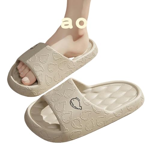 YLXCKGS Flip-Flops, dicke Sohle, Sommer-Slides für Herren, rutschfest, große Größe 49, weiche Sandalen, Damen-Flip-Flops, Cartoon-Bär-Schuh, B Khaki, 275 Fit foot 265-270 von YLXCKGS