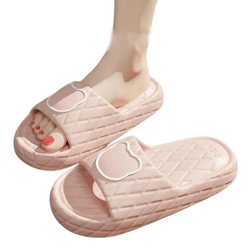 YLXCKGS Flip-Flops, dicke Sohle, Sommer-Slides für Herren, rutschfest, große Größe 49, weiche Sandalen, Damen-Flip-Flops, Cartoon-Bär-Schuh, Rosa, 225 Fit foot 215-220 von YLXCKGS