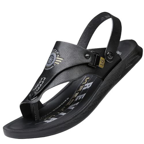 YLXCKGS Flip-Flops Casual Flip-Flops Herren Sommer Anti-Rutsch Outdoor Dual-Use Sandalen Ultra-Feine Sperrholz Hausschuhe Sandalen für Herren, Schwarz , 42 EU von YLXCKGS