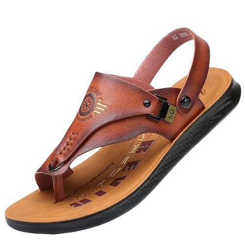 YLXCKGS Flip-Flops Casual Flip-Flops Herren Sommer Anti-Rutsch Outdoor Dual-Use Sandalen Ultra-Feine Sperrholz Hausschuhe Sandalen für Herren, braun, 41 EU von YLXCKGS