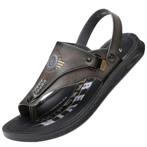 YLXCKGS Flip-Flops Casual Flip-Flops Herren Sommer Anti-Rutsch Outdoor Dual-Use Sandalen Ultra-Feine Sperrholz Hausschuhe Sandalen für Herren, dunkelgrau, 44 EU von YLXCKGS