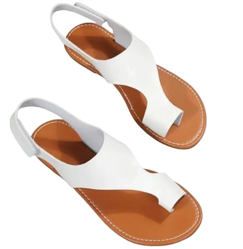 YLXCKGS Flip-Flops Damen Sandalen Flats Flip-Flops Sommer Casual Elegante Frau Schuhe Mit Niedrigen Absätzen Luxus Bequem-Weiss-36 von YLXCKGS