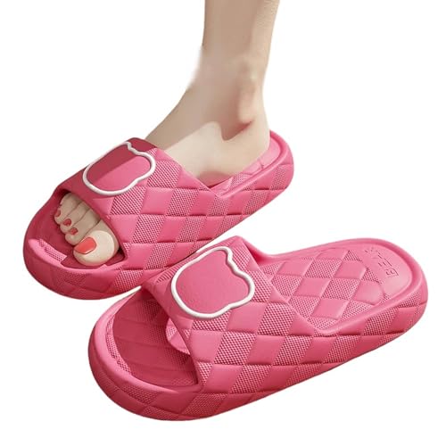 YLXCKGS Flip-Flops Dicke Sohle Sommer Dias Herren Bad Anti-Rutsch Slipper Große Größe 49 Weiche Sandalen Frauen Flip-Flops Cartoon Bär Schuh-A-Rose-235 Fit Fuß 225-230 von YLXCKGS