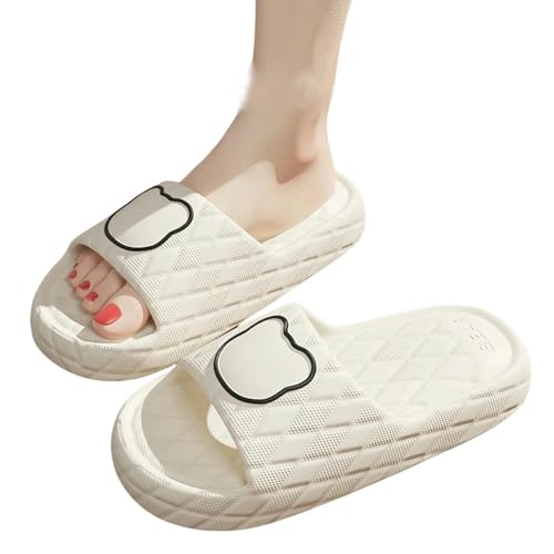 YLXCKGS Flip-Flops Dicke Sohle Sommer Dias Herren Bad Anti-Rutsch Slipper Große Größe 49 Weiche Sandalen Frauen Flip-Flops Cartoon Bär Schuh-A-Weiß-225 Fit Fuß 215-220 von YLXCKGS