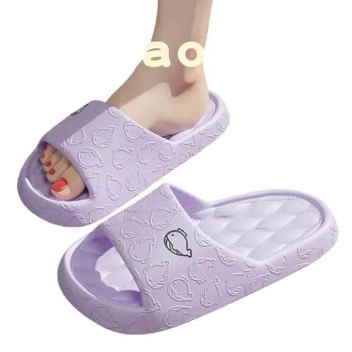 YLXCKGS Flip-Flops Dicke Sohle Sommer Dias Herren Bad Anti-Rutsch Slipper Große Größe 49 Weiche Sandalen Frauen Flip-Flops Cartoon Bär Schuh-B-Lila-295 Fit Fuß 285-290 von YLXCKGS