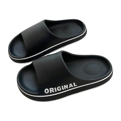 YLXCKGS Flip-Flops Frauen Dicke Sohle Sommer Strand Rutschen Bad Anti-Rutsch Slipper Weiche Sandalen Flip-Flops Ultra-Leichter Brief Schuh-Schwarz-40-41 von YLXCKGS