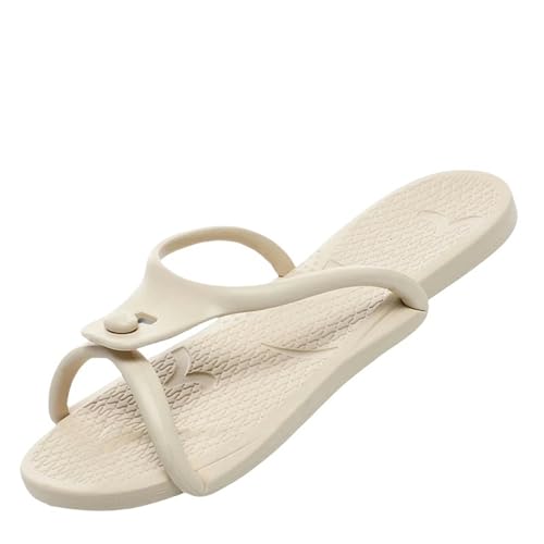 YLXCKGS Flip-Flops Frauen Faltbare Hausschuhe Männer Business Tragbare Dias Flip-Flops Leichte Home Sandalen Strand Outdoor Schuhe-Beige-41-42 von YLXCKGS