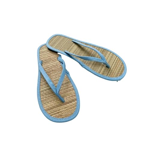 YLXCKGS Flip-Flops Frauen Flat Flip-Flops Hausschuhe Bequeme Rutschfeste Sandalen Bambus Rattan Flip Flop Home Badezimmer Mode Hausschuhe-Blau-39 von YLXCKGS