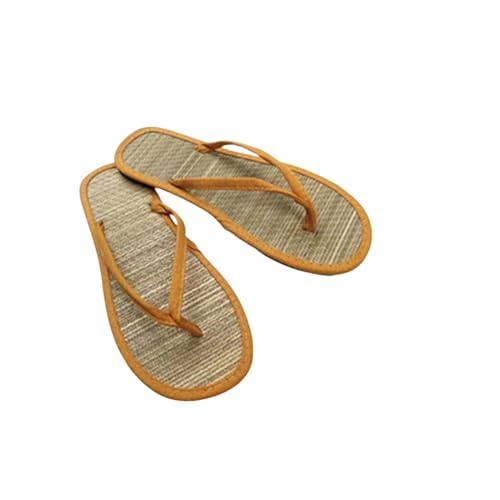 YLXCKGS Flip-Flops Frauen Flat Flip-Flops Hausschuhe Bequeme Rutschfeste Sandalen Bambus Rattan Flip Flop Home Badezimmer Mode Hausschuhe-Orange-37 von YLXCKGS